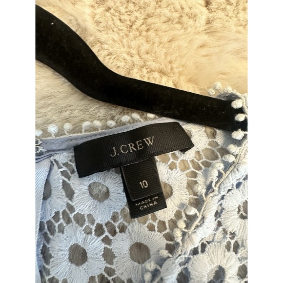 J Crew Daisy Lace Bell Sleeve Top Sz 10 Blue - Picture 16 of 16